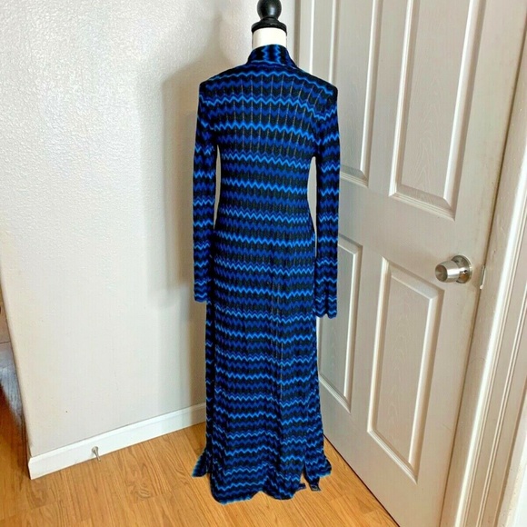L'Agence Lagence Womens Sz S Open Front Cardigan Duster zigzag Blue Black Sweate - Picture 4 of 7